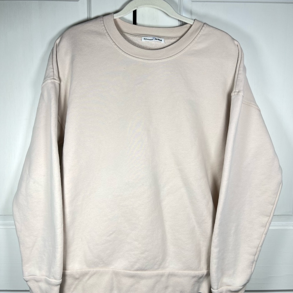 Reformation Jeans Crewneck Light Pink Blush Color Good Fabric EC Size S - Picture 2 of 7